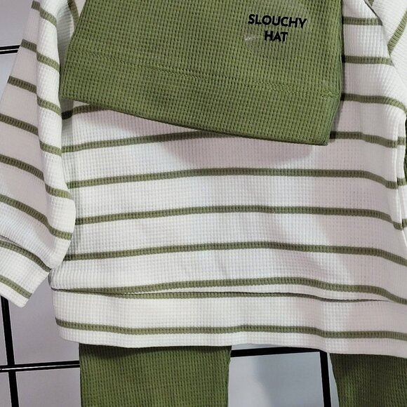 Rz Unisex Baby Rachel Zoe 3 Piece Set 6-9 Months Slouchy Hat Top Pants Olive - Picture 2 of 14
